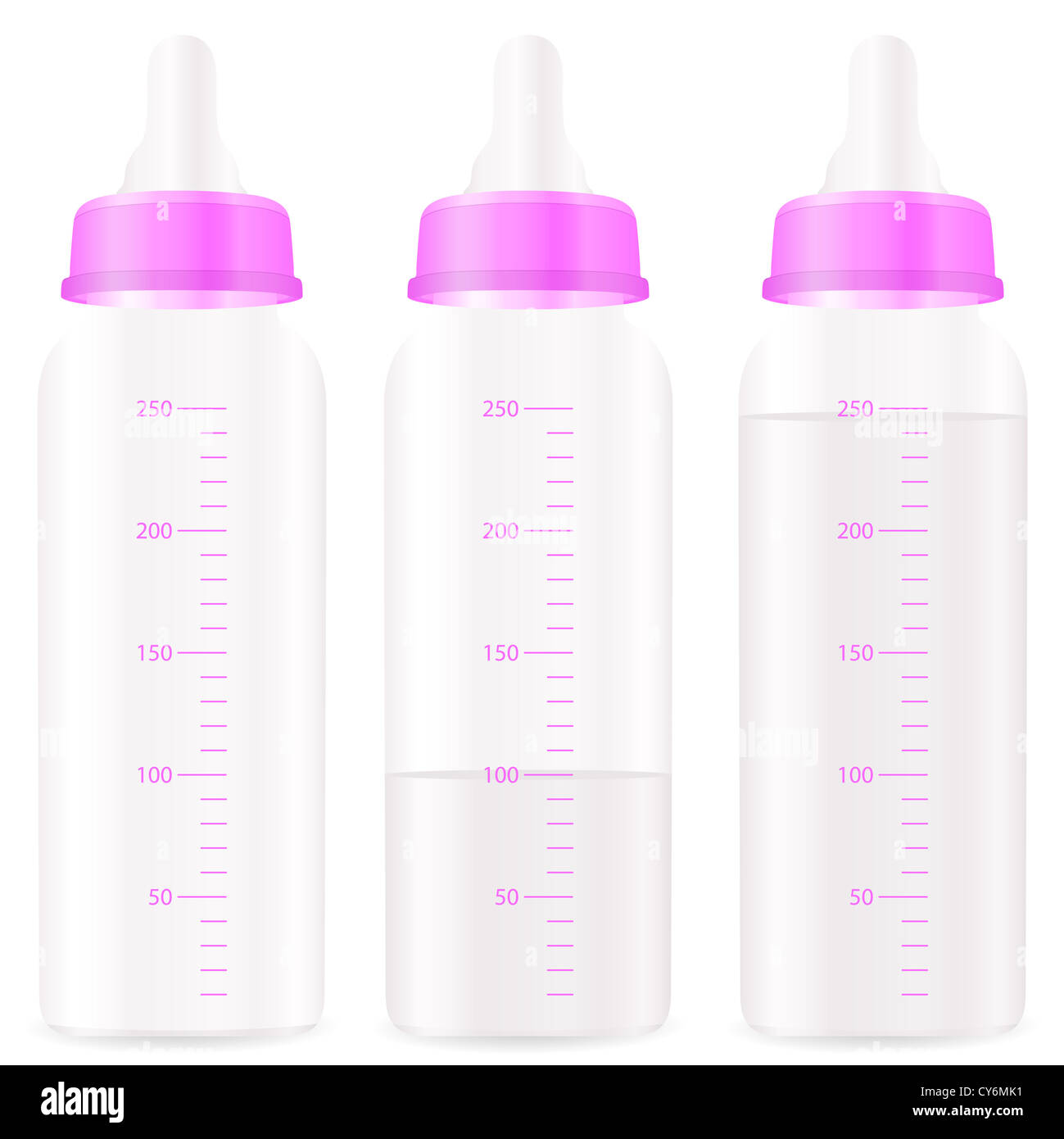 Baby bottles on a white background. Vector illustration Stock Photo - Alamy