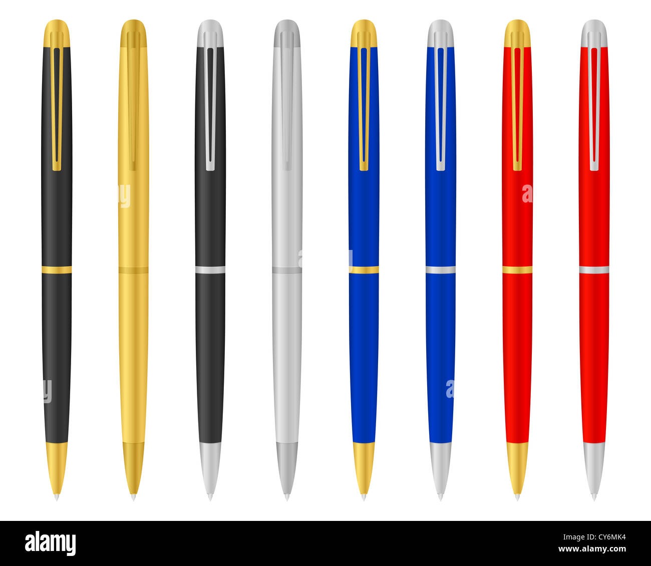 Eight ballpoints on a white background. Vector illustration Stock Photo ...