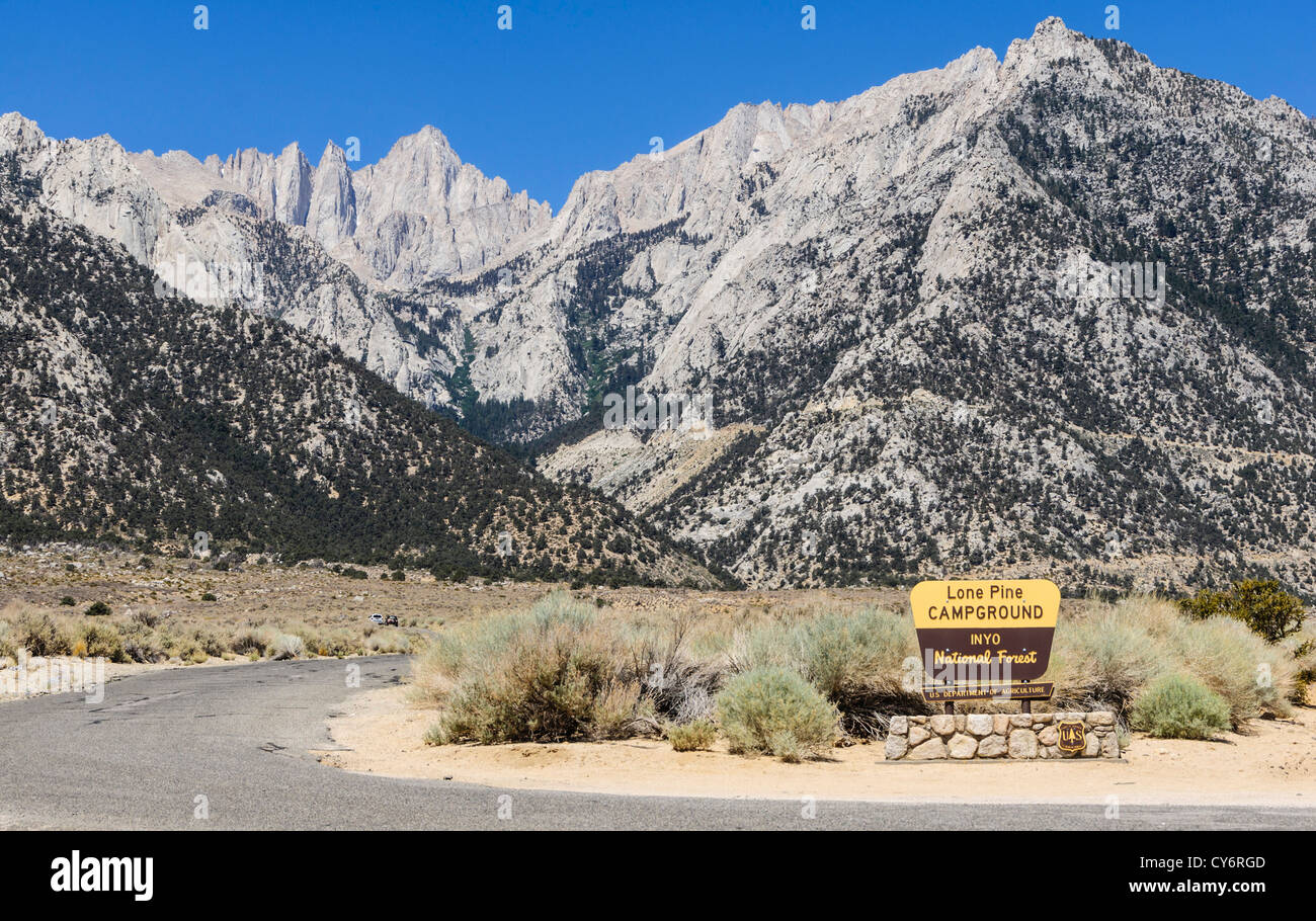 View to Mount Whitney from Alabama Hills, Lone Pine, in Owens Valley of