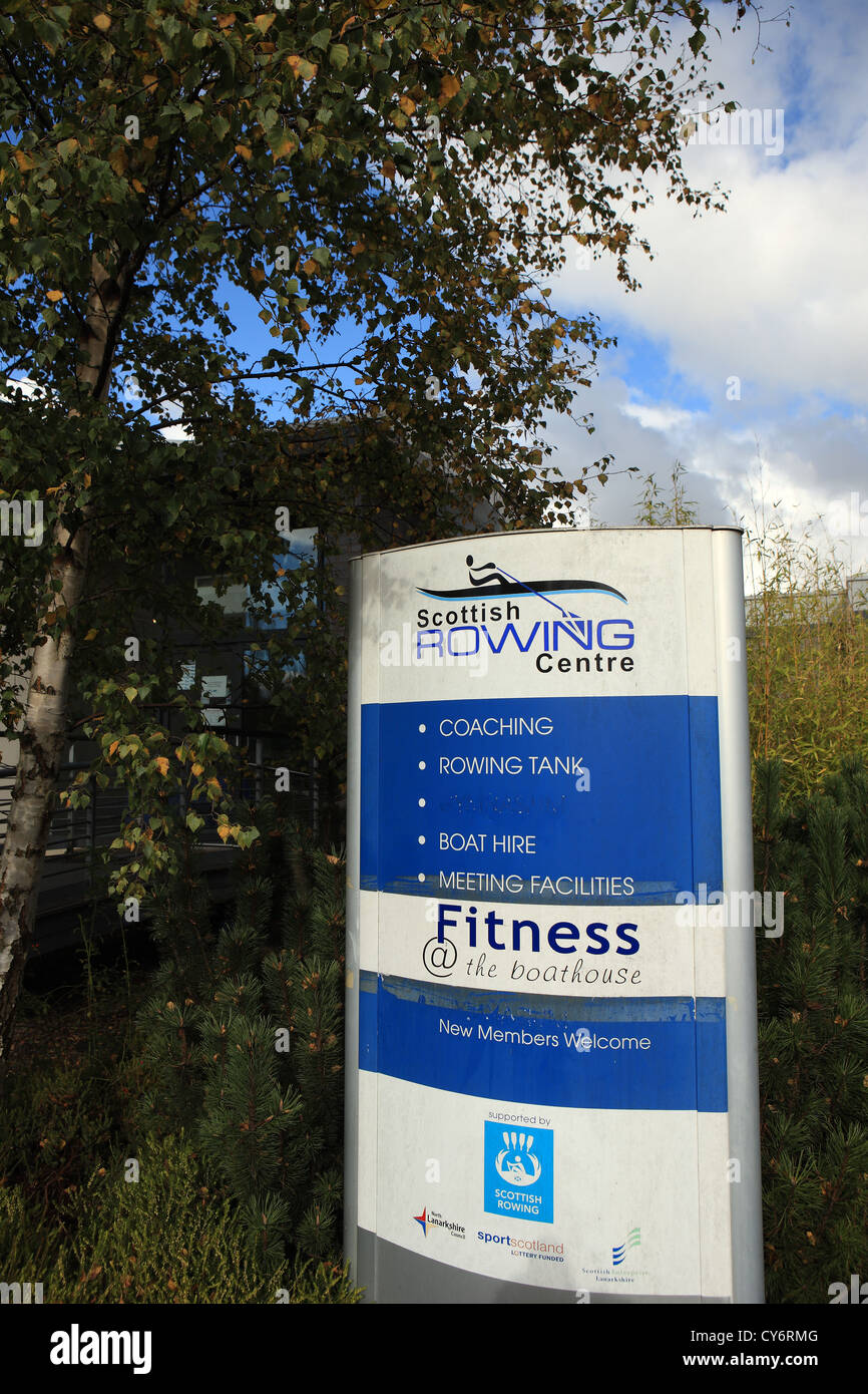 Scottish rowing Centre sign outside the centre in Strathclyde Park near Motherwell in Scotland Stock Photo