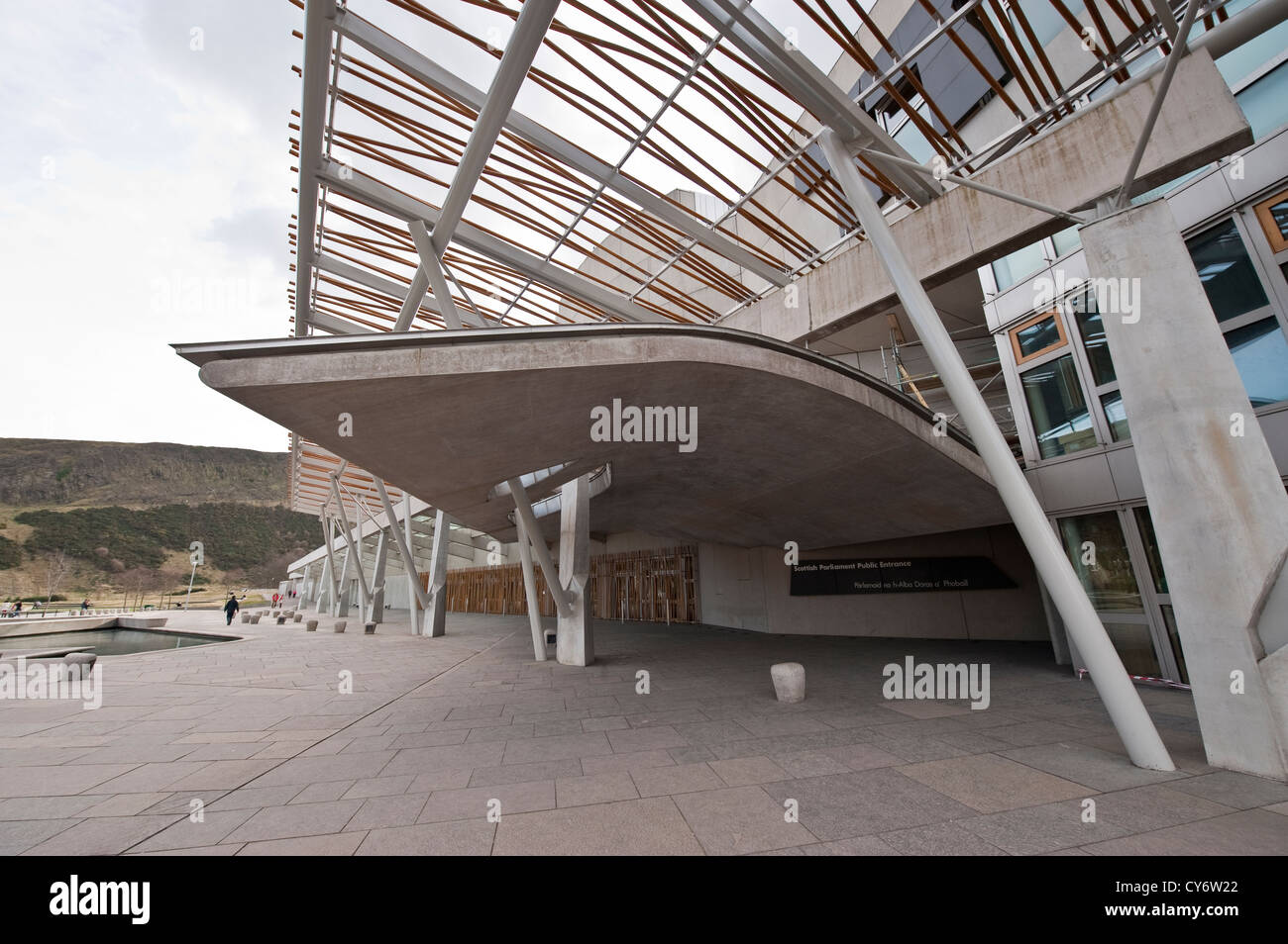 Entrance to Scottish Parliament Building in Edinburgh Stock Photo
