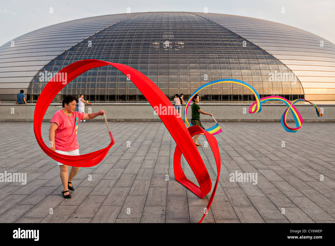 Women practice ribbon dancing at the National Centre for Performing ...