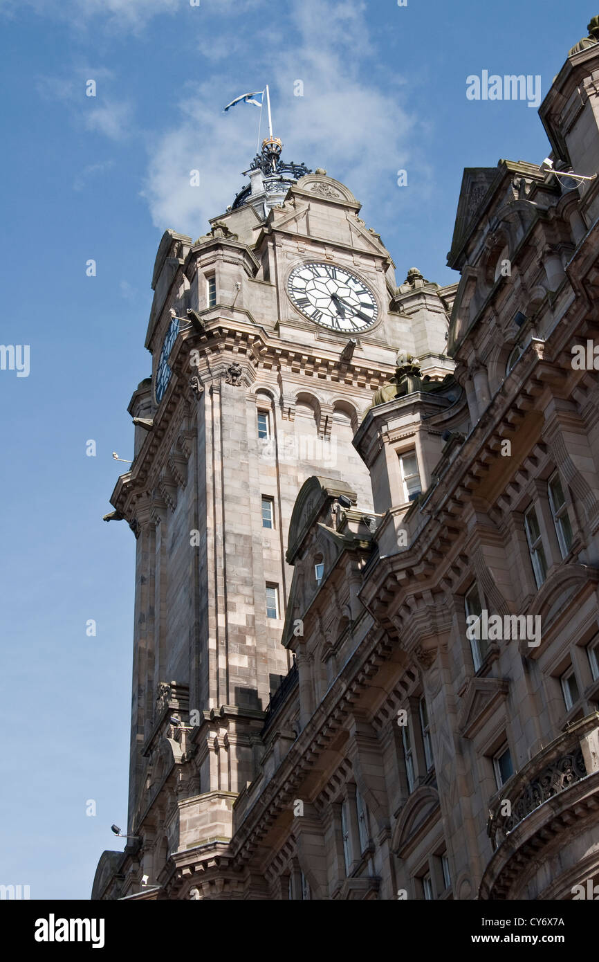 Clock tower of the Balmoral Hotel, Princes Street, Edinburgh Stock Photo