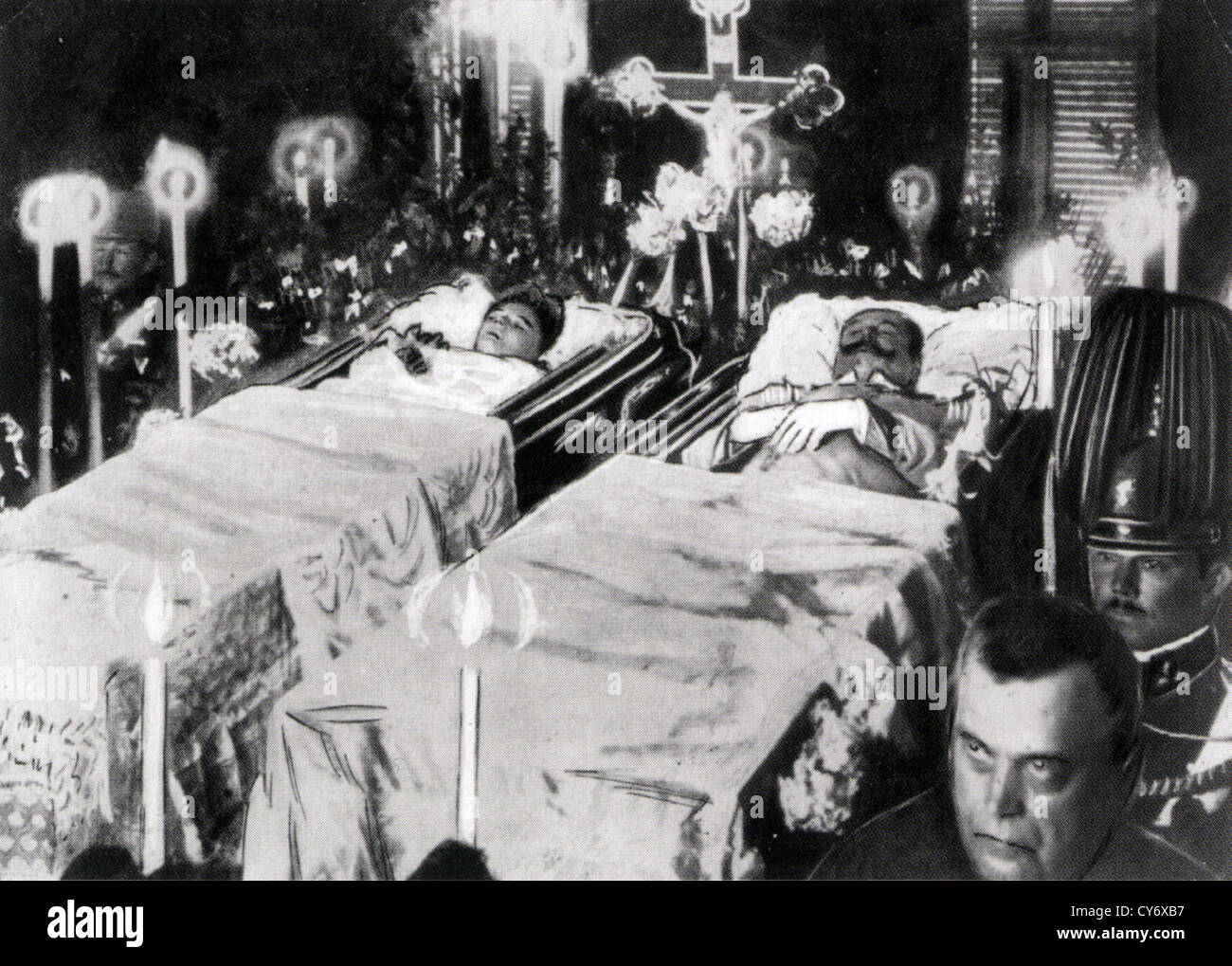 ARCHDUKE FRANZ FERDINAND lies beside his wife Sophie in state in Vienna