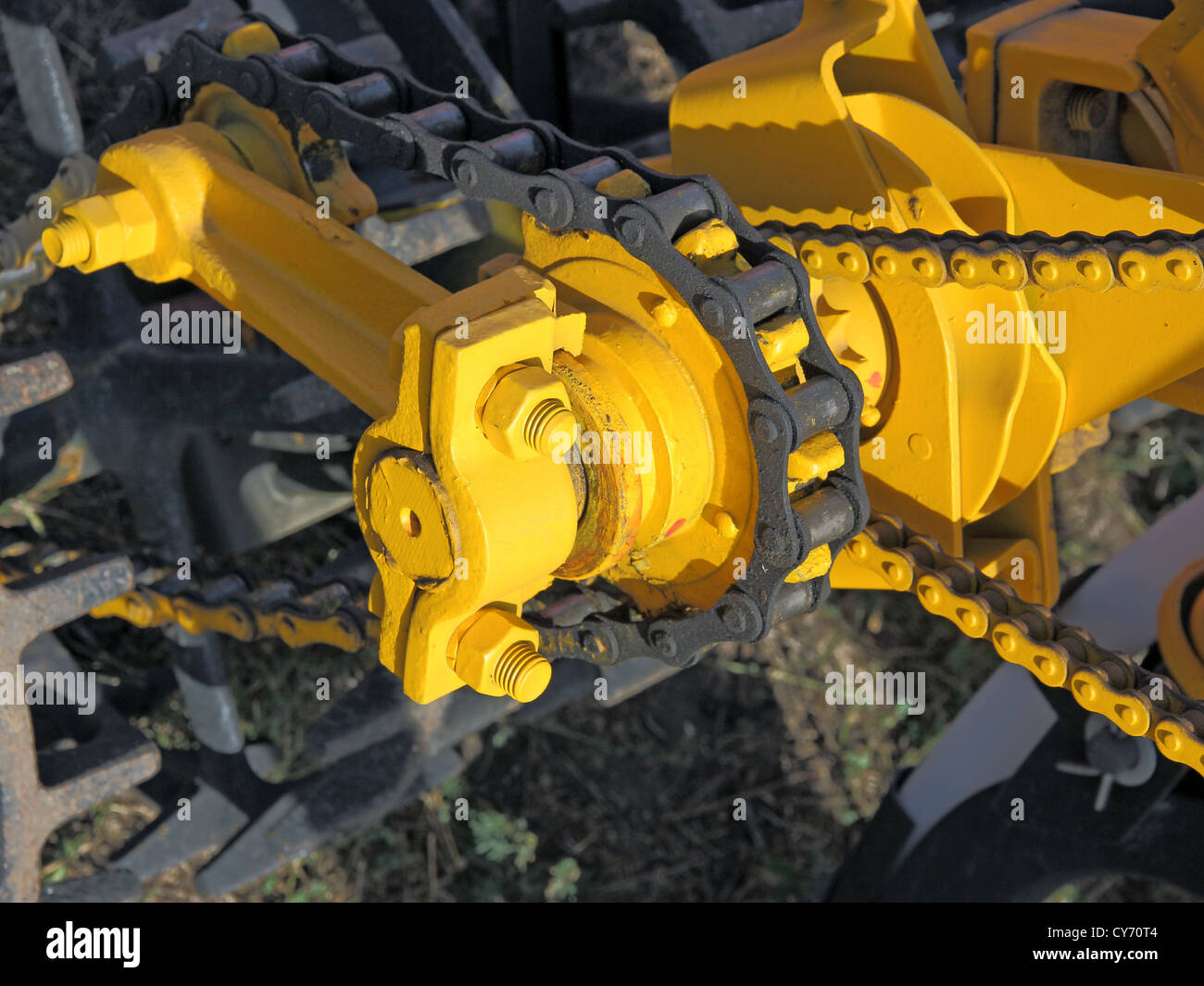 large chain drive on a seed separator machine Stock Photo Alamy