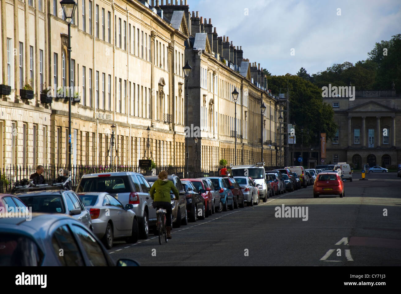 Cars parked on Great Pulteney Street in Bath Stock Photo