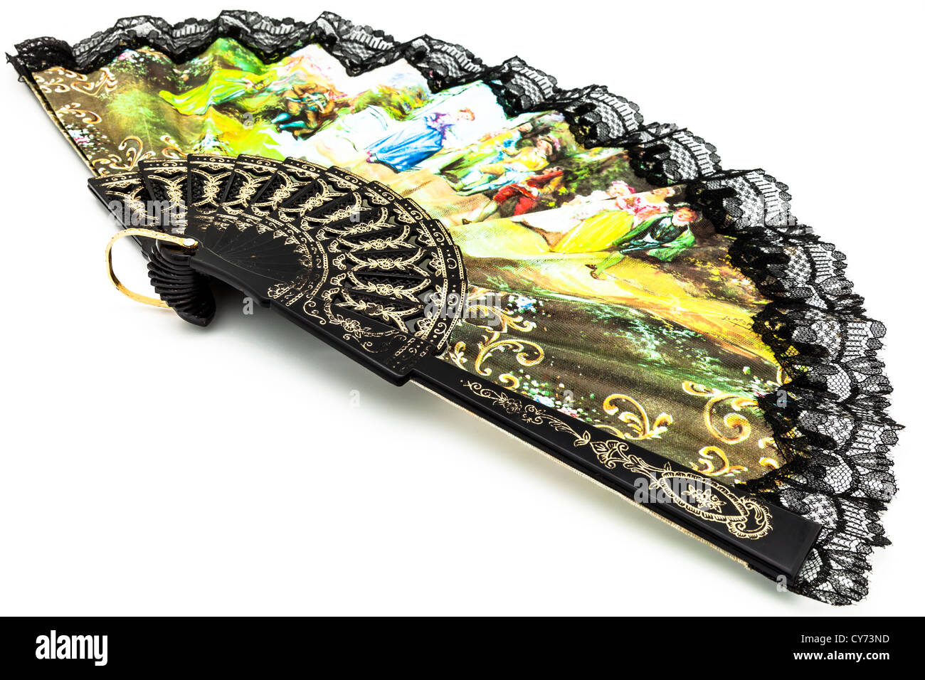 A beautiful spanish fan on a white background Stock Photo - Alamy