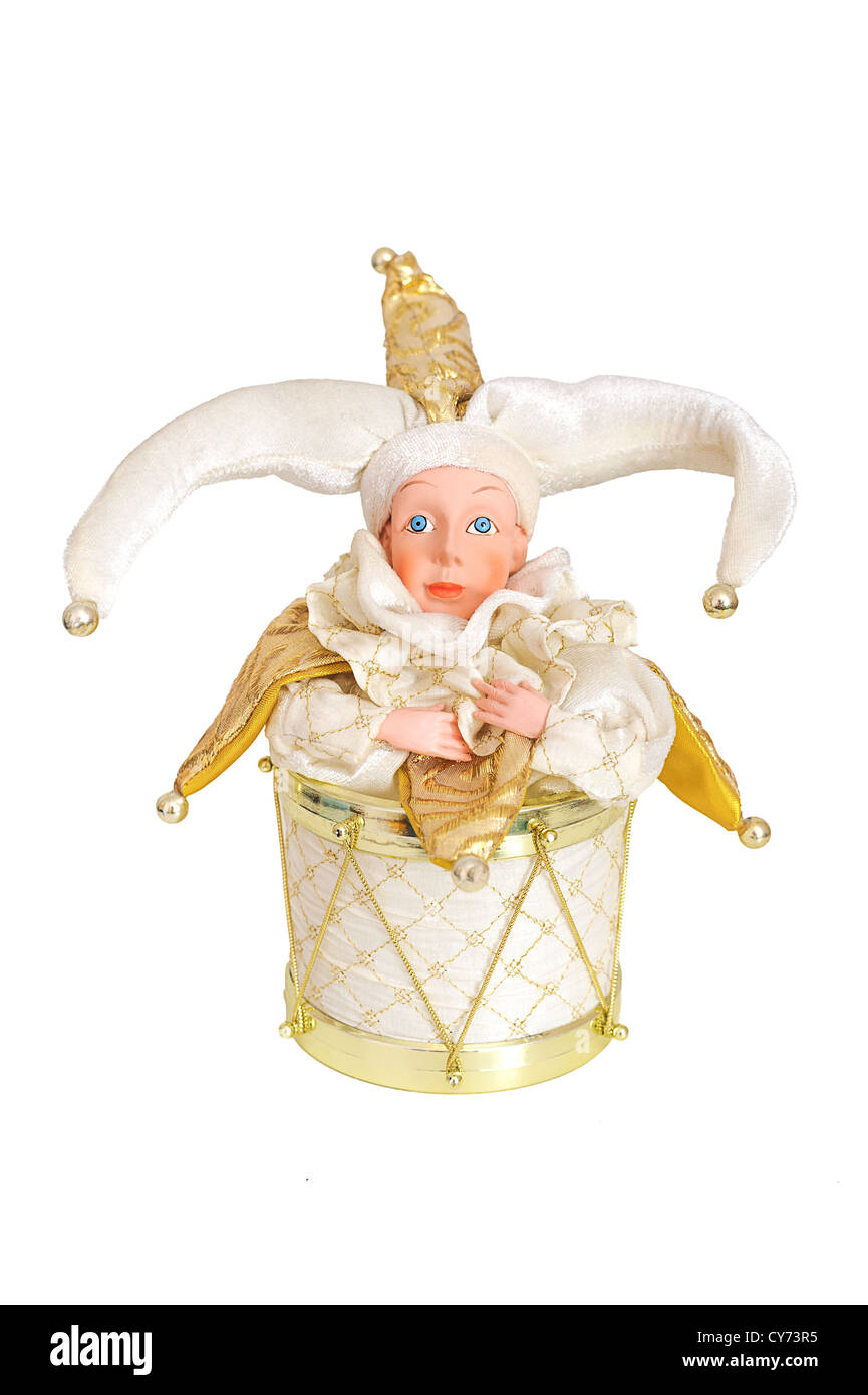 Court jester toy on white isolated background Stock Photo