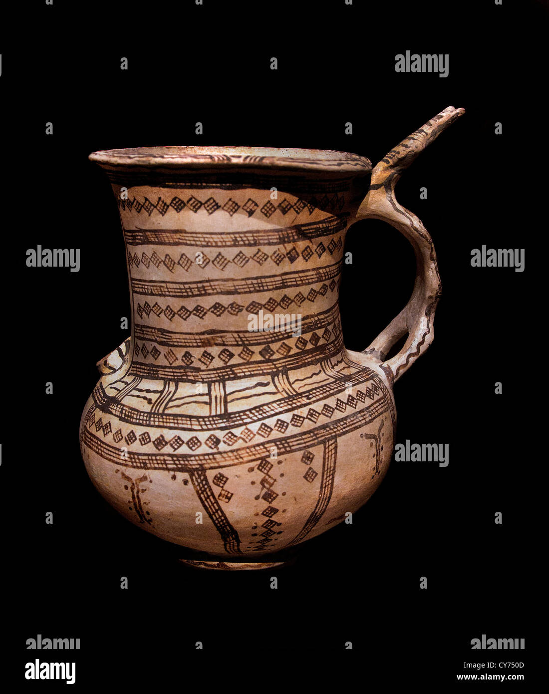 Tankard Terracotta late  Cypriot I white slip  I ware 1600 - 1450 Cyprus Greek Greece Stock Photo