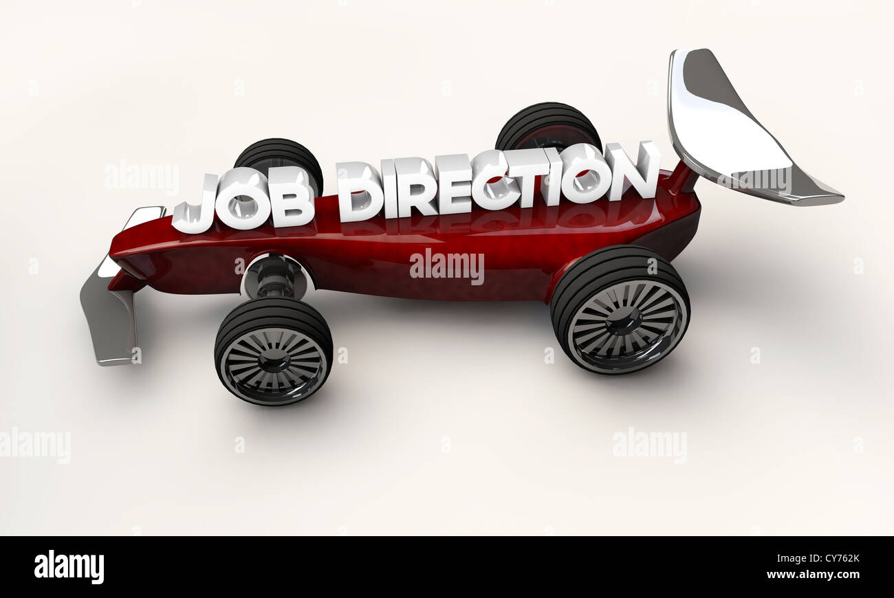 job direction sign on concept car Stock Photo - Alamy