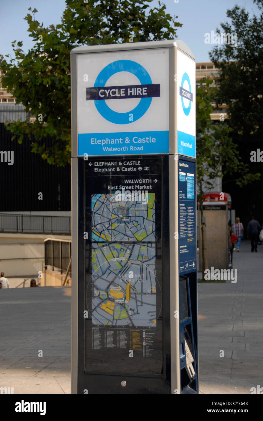 Signs for London cycle hire scheme initiated by London Mayor Boris Johnson, London UK Stock Photo