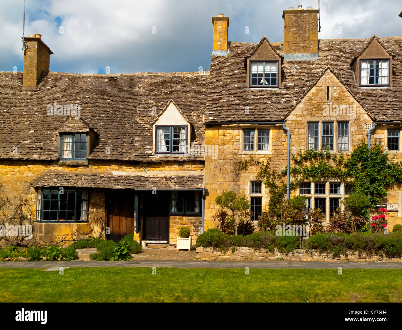 Traditional Cotswold stone houses in Broadway village Worcestershire