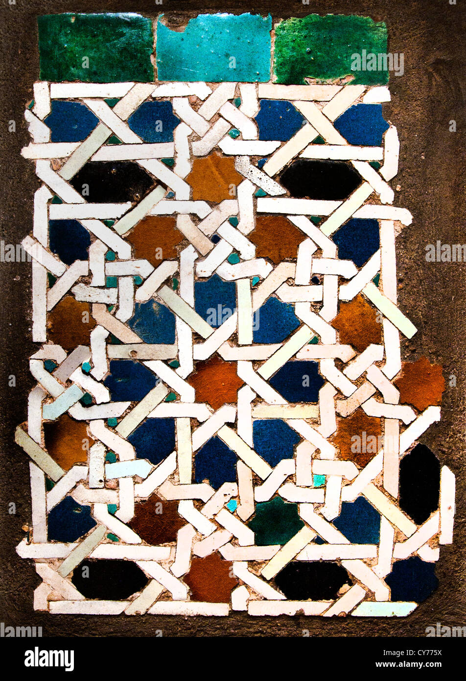 Ceramic Mosaic Panel Mosque  Spain Spanish 14 Century Earthenware Cordoba Arabic Arabian Stock Photo