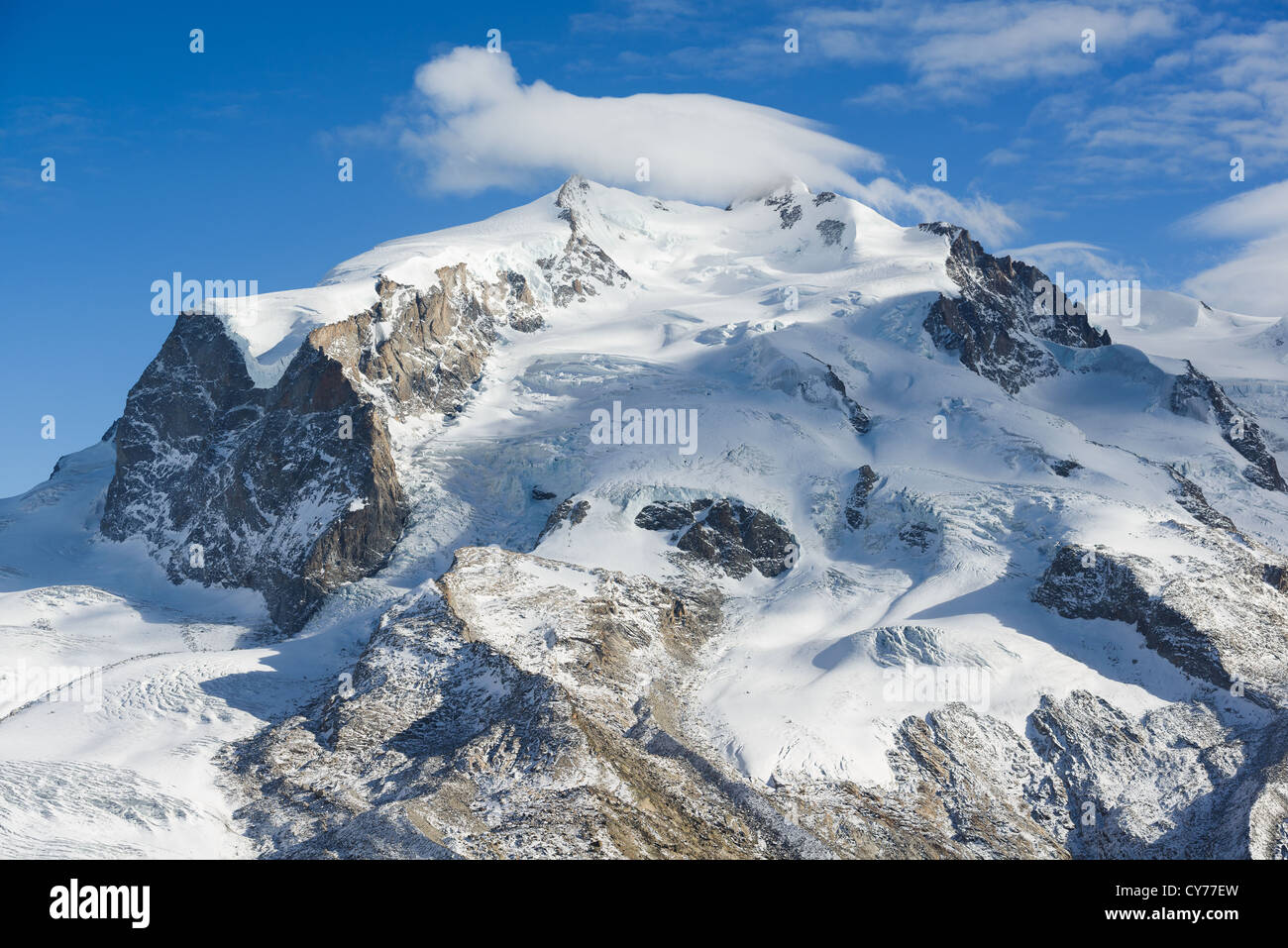 Monte Rosa mountain peak, view from Gornergrat, Zermatt, Switzerland ...