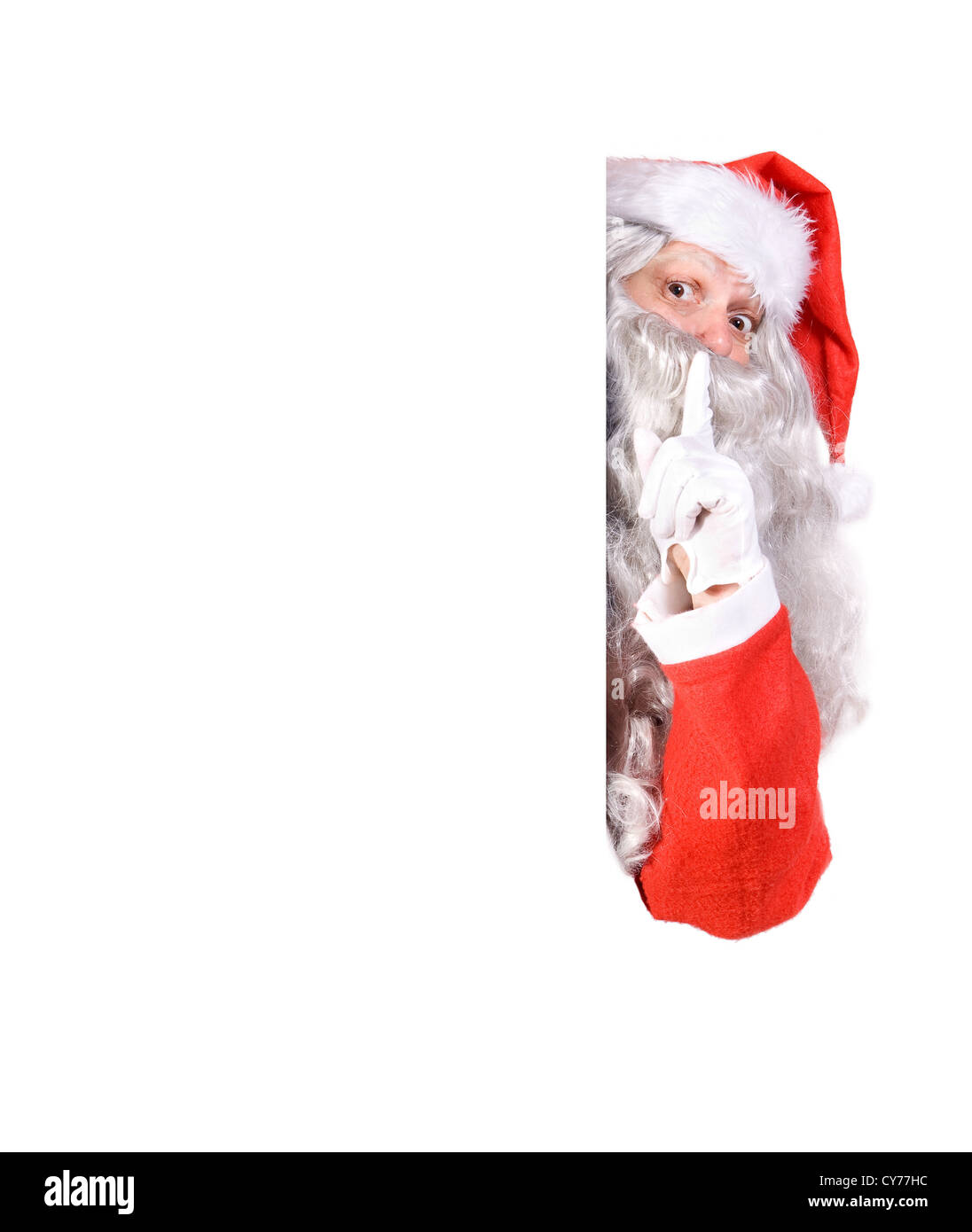 Santa Claus holding a blank sign Stock Photo - Alamy