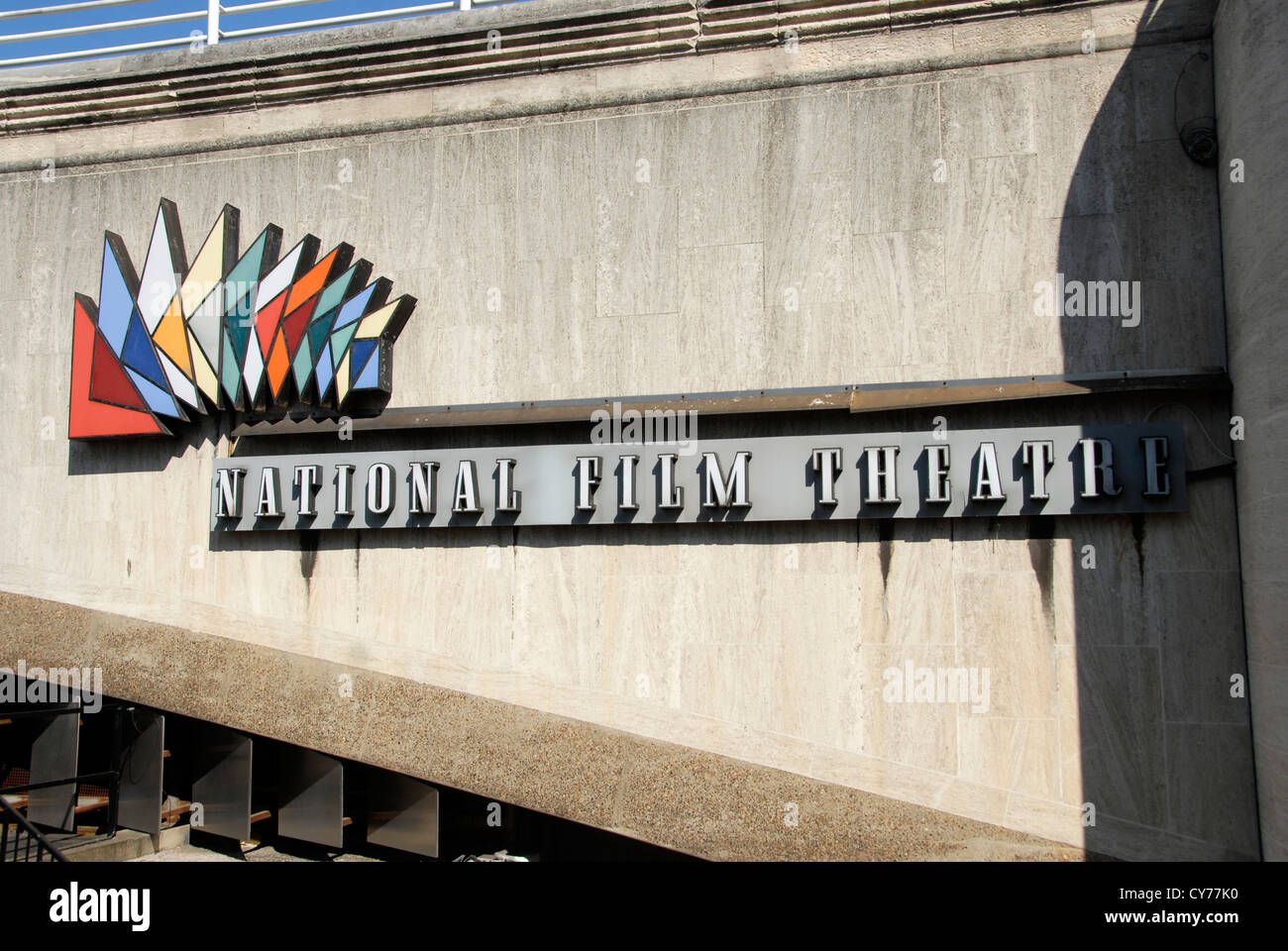 BFI British Film Institute for National Film Theatre sign on South Bank London UK Stock Photo