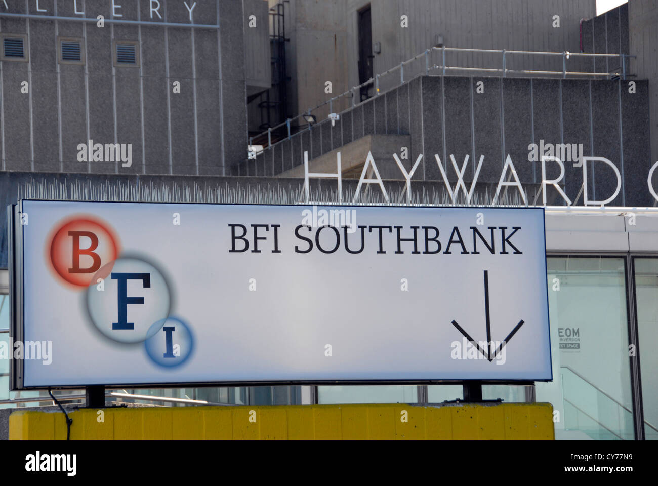 BFI British Film Institute for National Film Theatre sign on South Bank London UK Stock Photo
