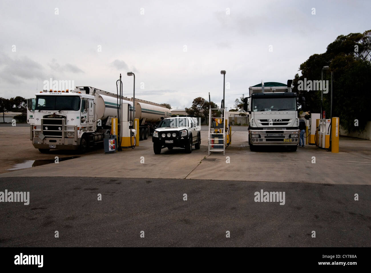 my ute at the Ceduna fuel station Stock Photo