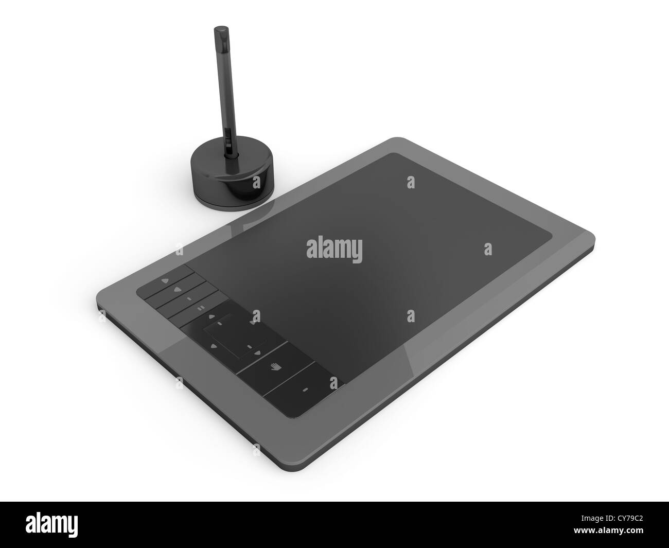 Graphic tablet with pen on white background Stock Photo Alamy