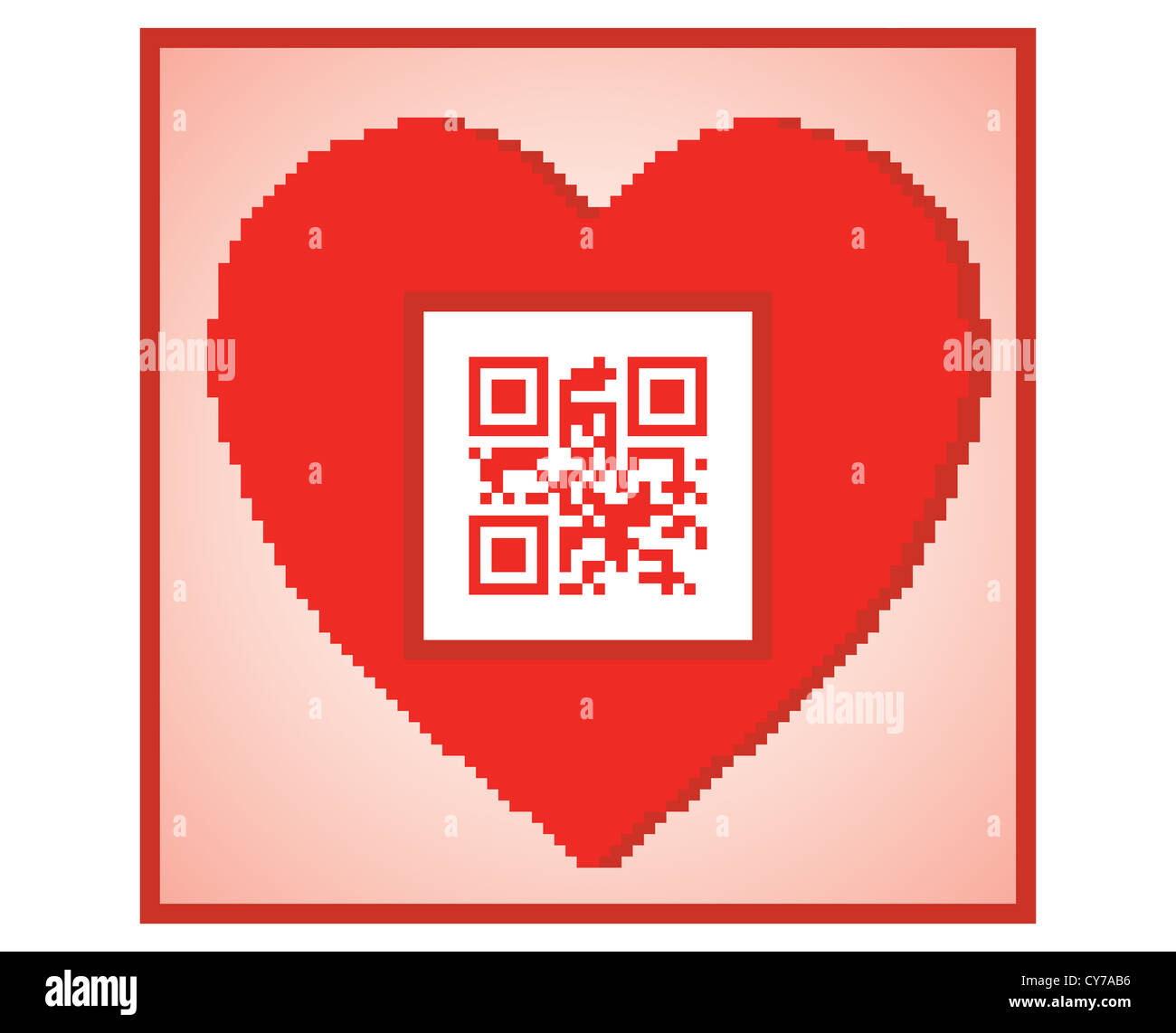 postcard for Valentines Day with QR code I love you Stock Photo