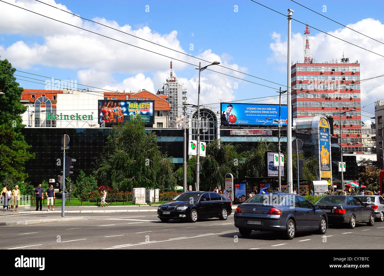 Belgrade, Serbia : the city traffic near Trg Republike (Republic Square). Stock Photo