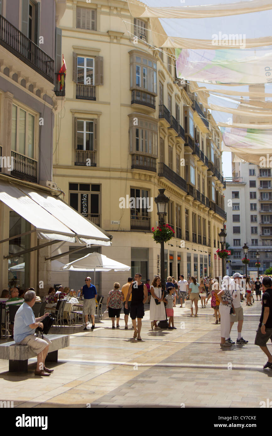 One of Malaga's main shopping precincts. 'Calle Marques de Larios' . Malaga Spain. Stock Photo