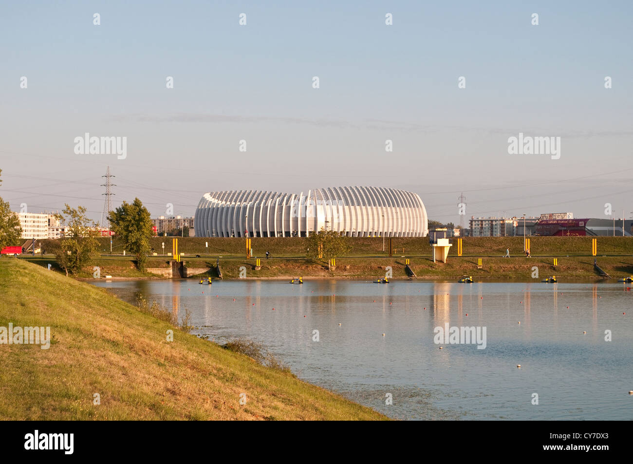 Lake Jarun and Arena Centre, Zagreb, Croatia Stock Photo