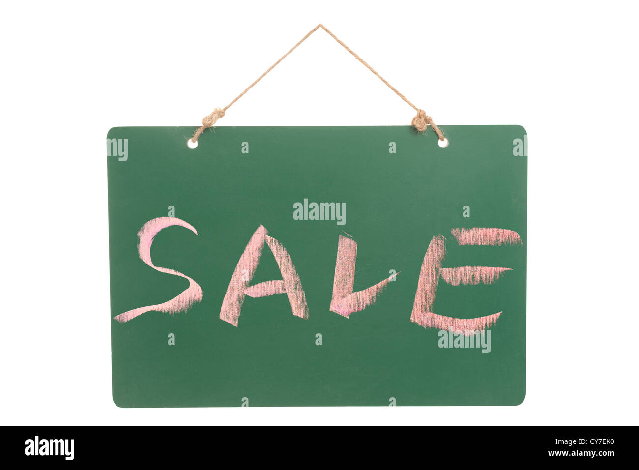 Sale word on greenboard isolated against white background Stock Photo