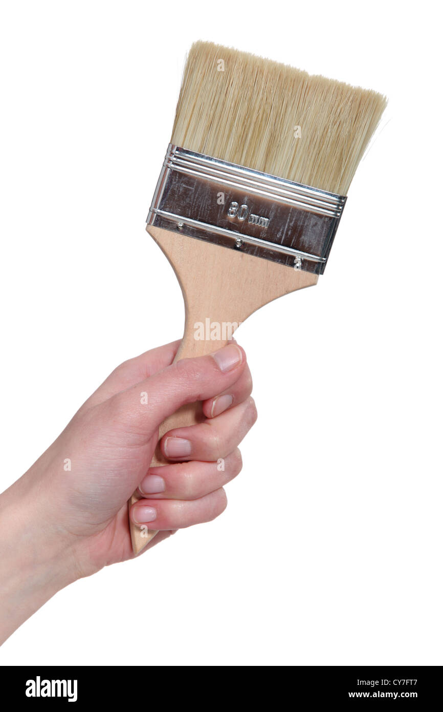 A hand holding a paint brush Stock Photo Alamy
