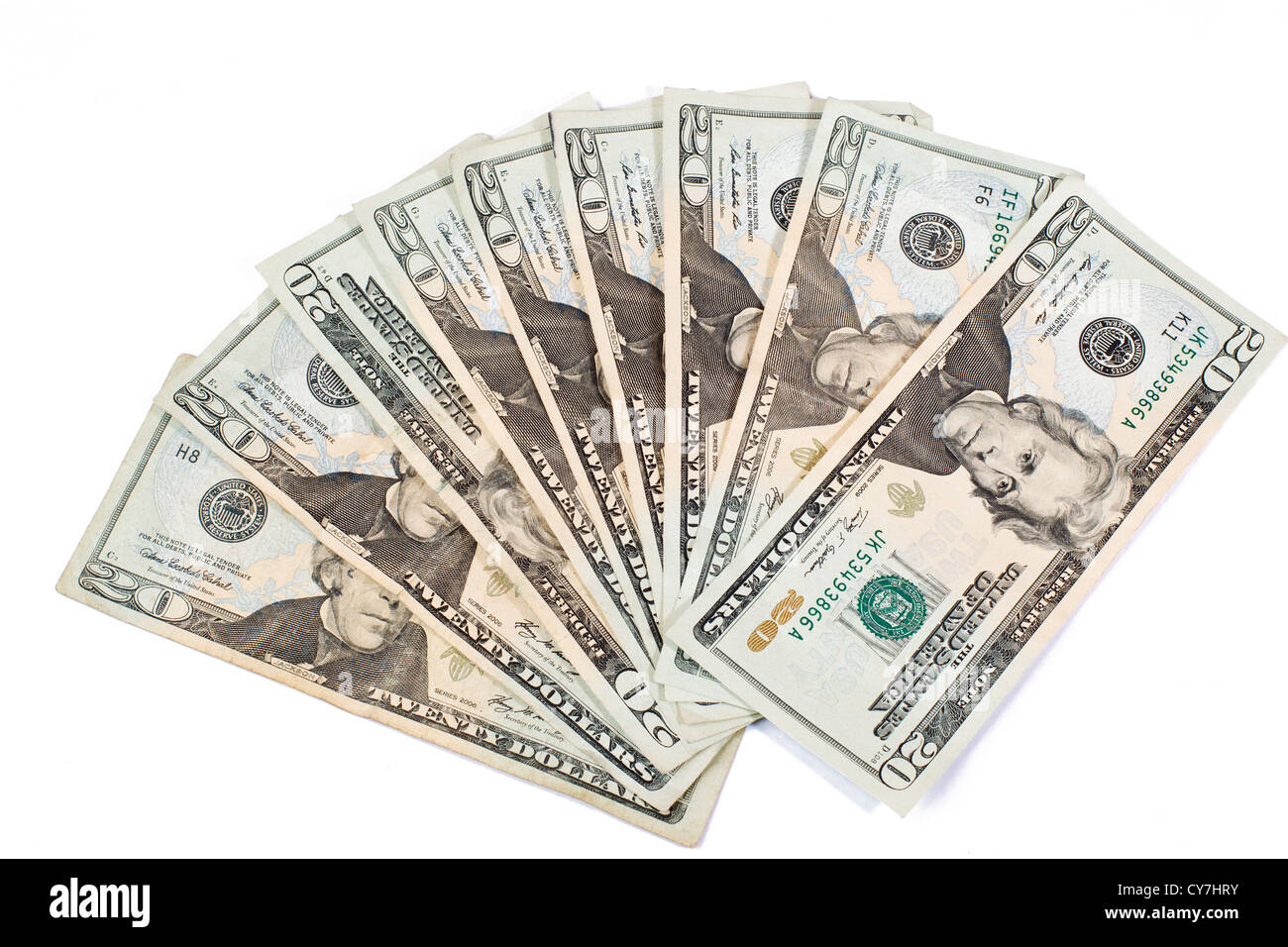 20 Dollar Bills; Cash Currency Stock Photo
