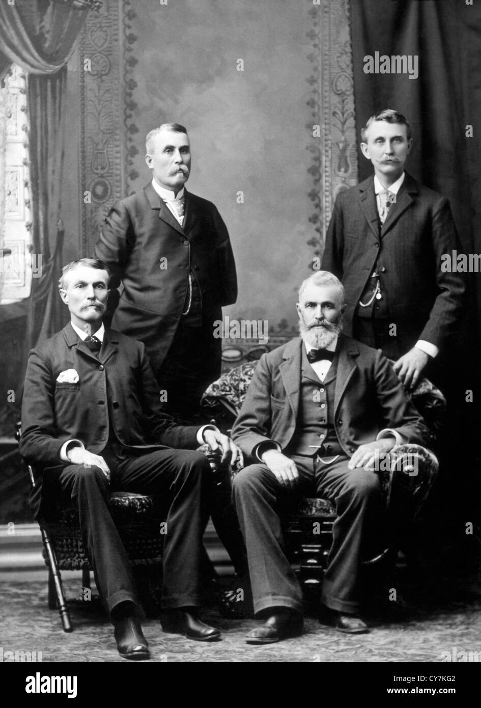 Four Gentlemen, Loomis Brothers, Portrait, Clinton, Iowa, USA, Circa 1900 Stock Photo