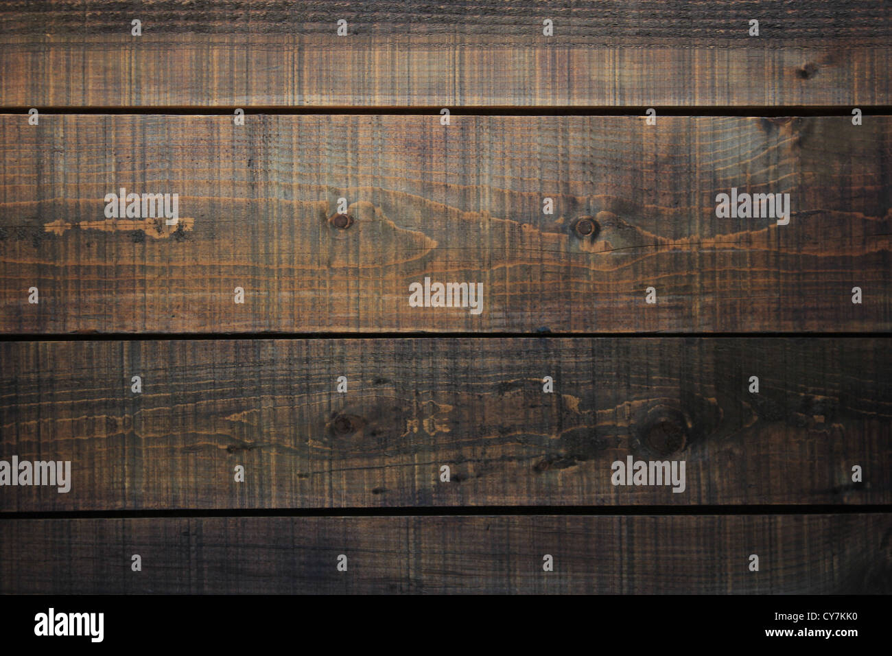 Dark brown wooden boards surface background - horizontal lines Stock Photo