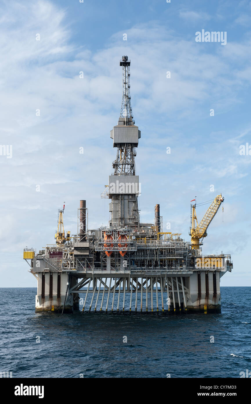 Oil Rig in the North Sea Stock Photo