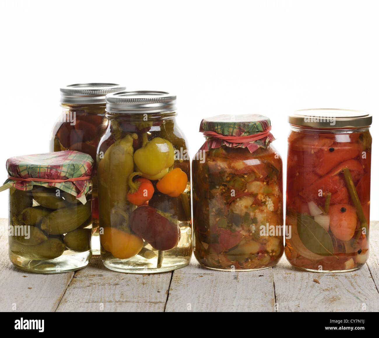 Glass Jars Of Pickled Vegetables Stock Photo Alamy
