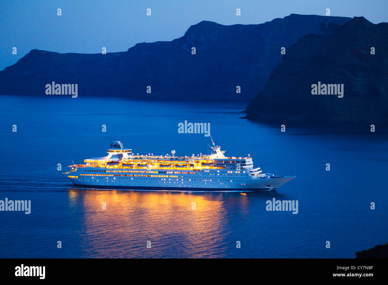 Luxury Cruise Ship at Sunset Stock Photo - Alamy