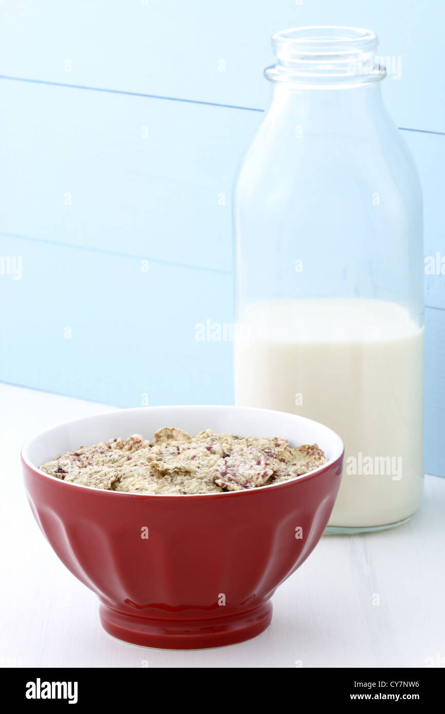 Delicious and healthy breakfast cereal with orange juice Stock Photo