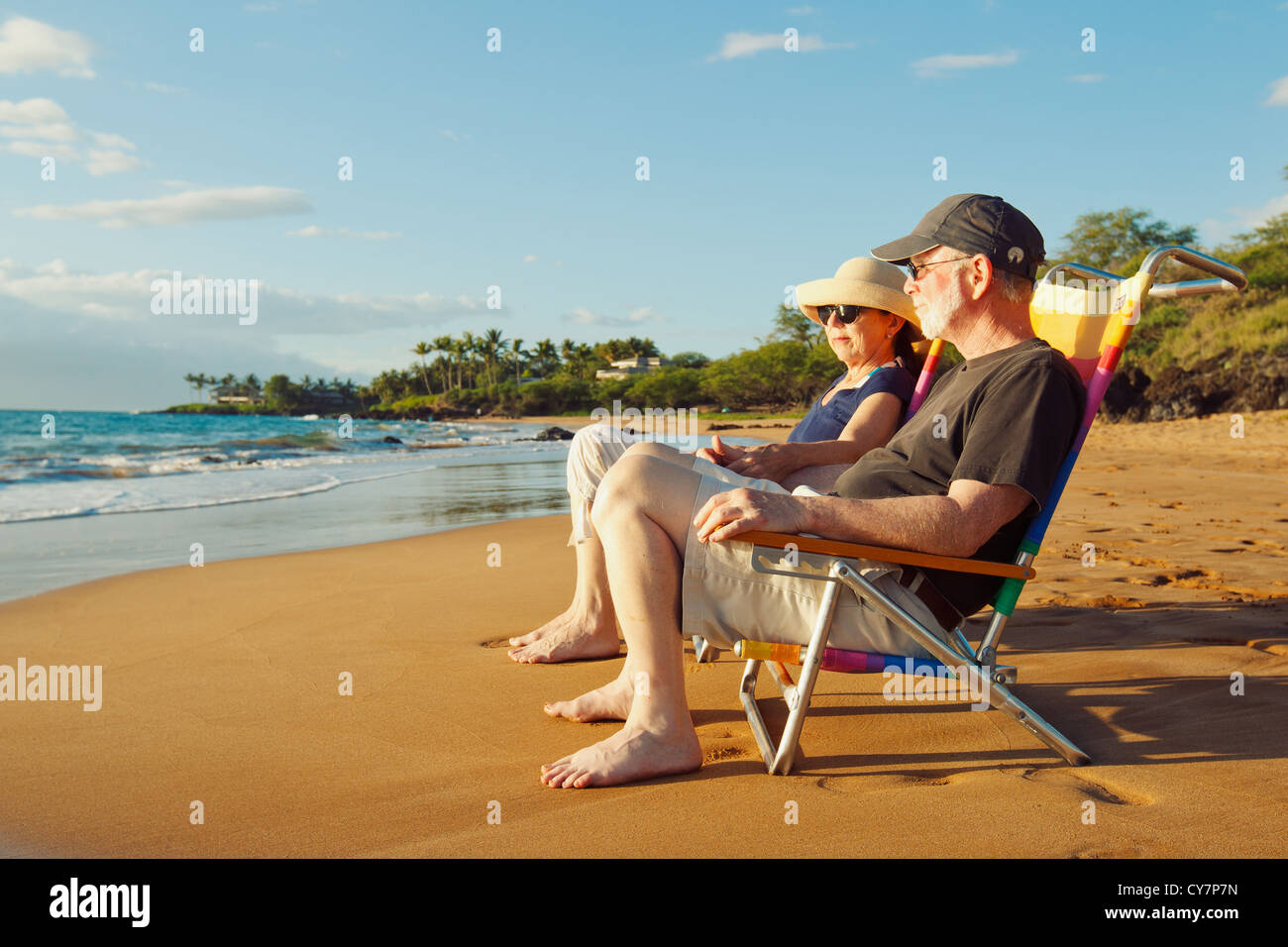 Happy Romantic Couple Enjoying Beautiful Sunset at the Beach Stock ...