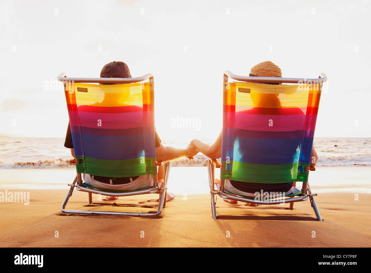 Happy Romantic Couple Enjoying Beautiful Sunset at the Beach Stock ...