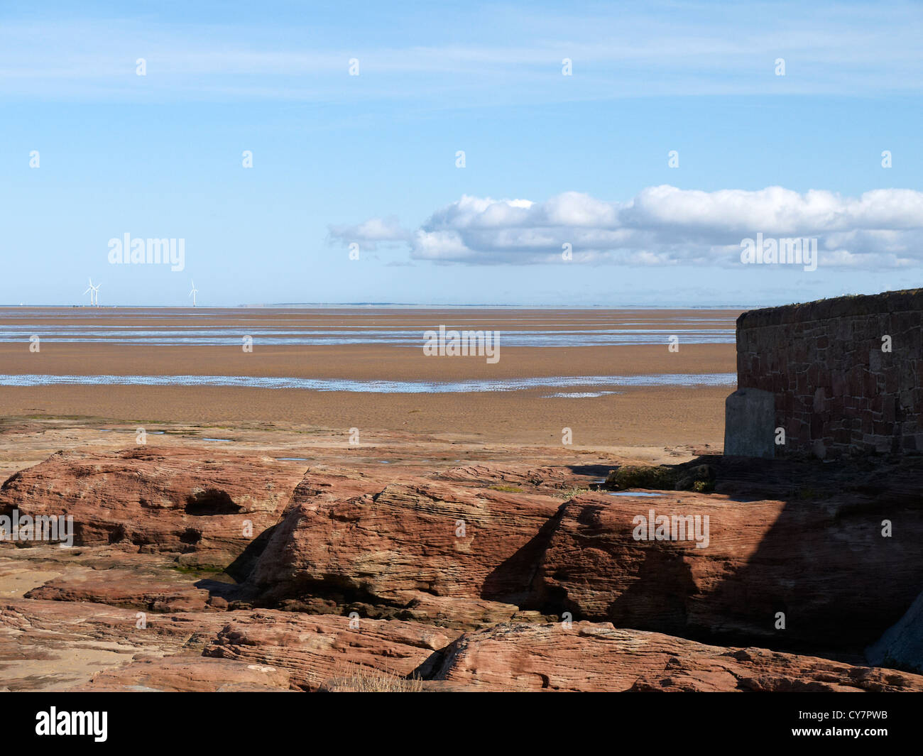 The River Dee estuary with tide out in West Kirby Wirral UK Stock Photo