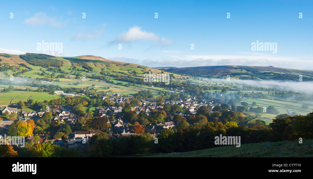 Panoramic View of Castleton Village in the Peak District National Park