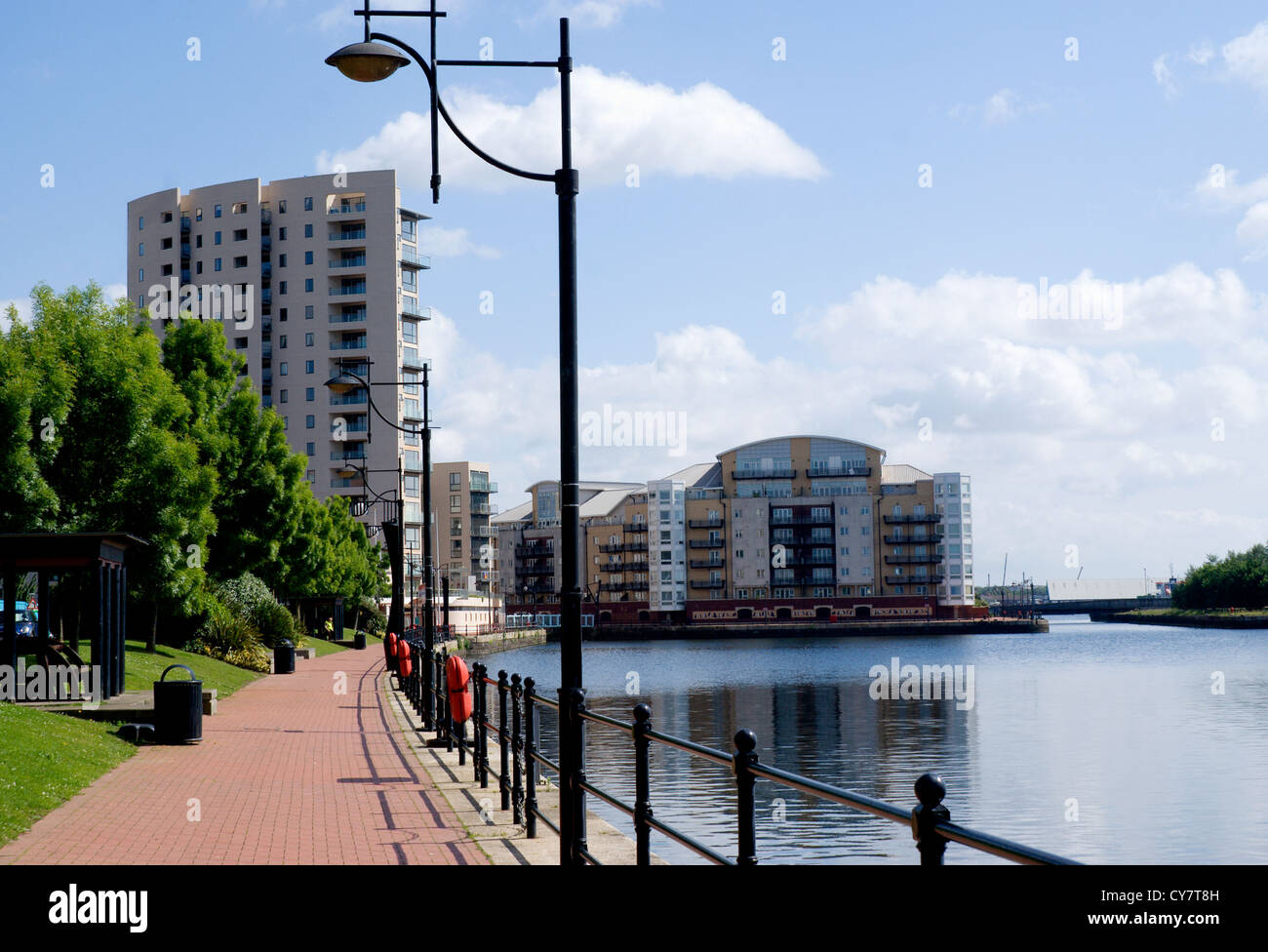 roath basin and dockside blocks of flats, cardiff bay, south wales Stock Photo Alamy