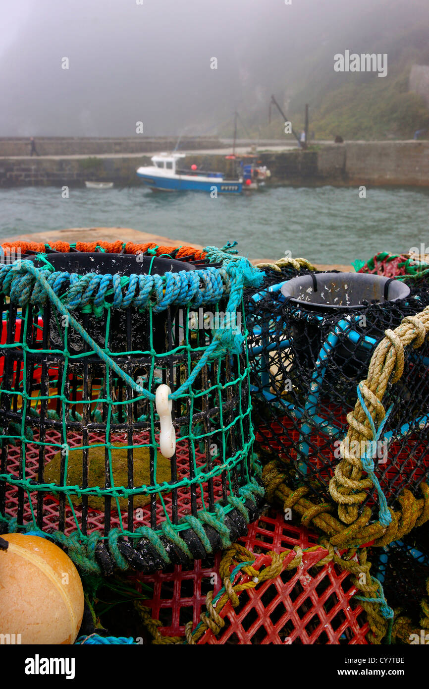 Charlestown in Cornwall, UK. Home of the shipwreck museum and historic centre of the china clay export industry. Stock Photo