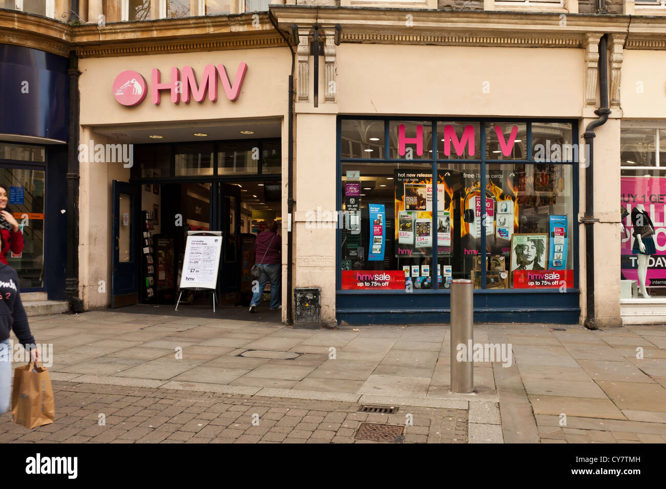 HMV retail shop store, Commercial Street, Newport, Wales, UK. Stock Photo