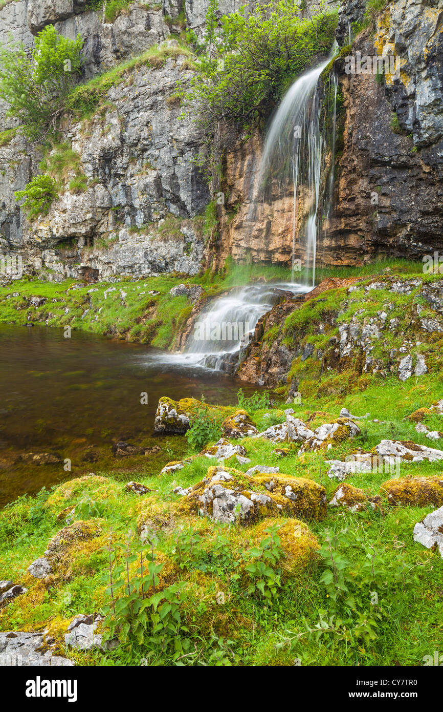 Waterfall on Horton Scar near Horton in Ribblesdale in North Yorkshire. Stock Photo