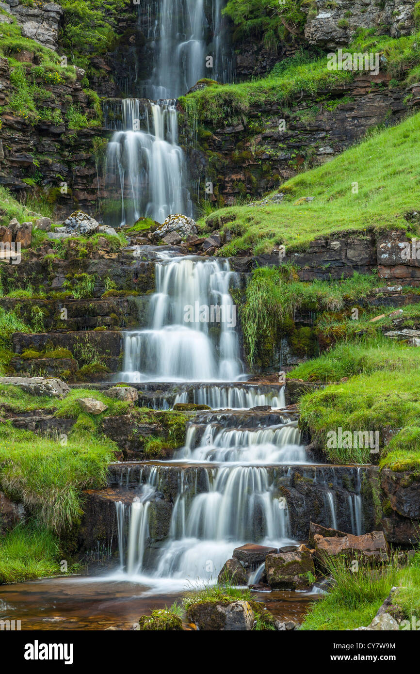 Waterfalls at Cray, North Yorkshire. Stock Photo