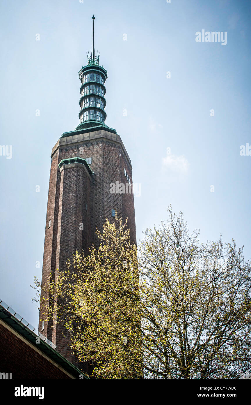 Brick & glass tower of the Museum Boijmans Van Beuningen in Rotterdam, Netherlands. 1930s architectural landmark. Stock Photo