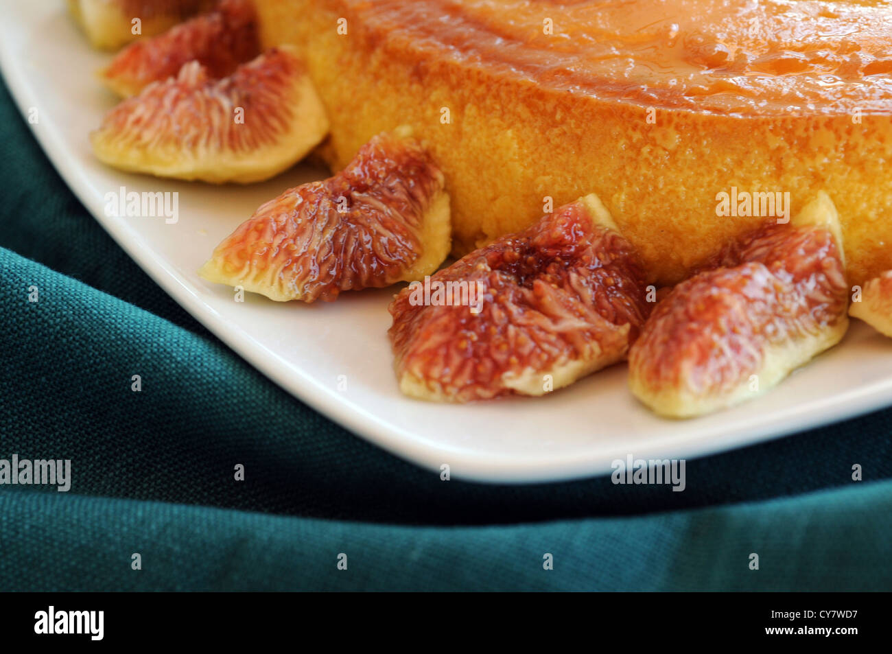 Pudding with fresh figs Stock Photo Alamy