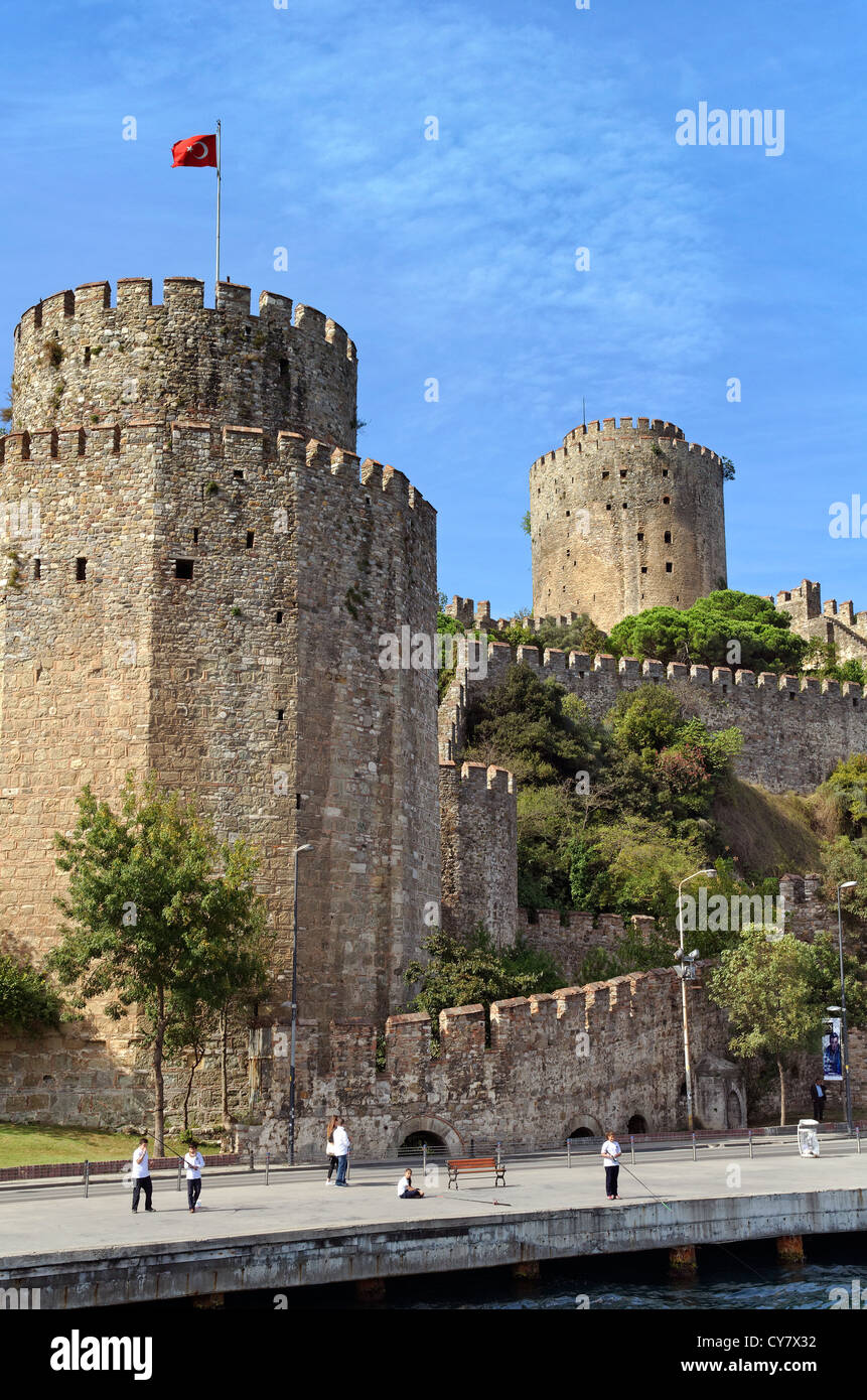 Rumeli Fortress on the European Bosphorus, Istanbul, Turkey Stock Photo