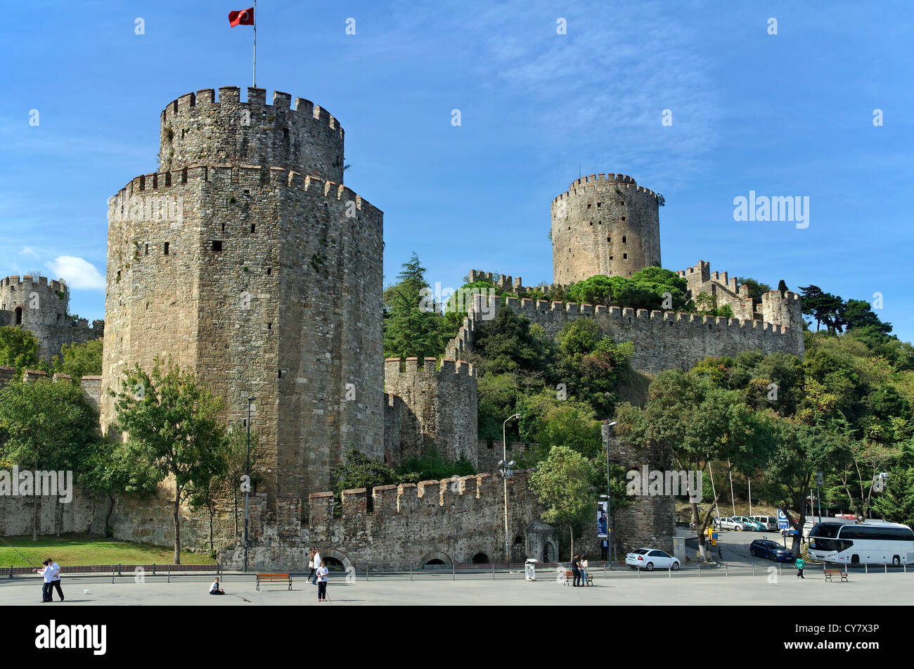 Rumeli Fortress on the European Bosphorus, Istanbul, Turkey. Stock Photo