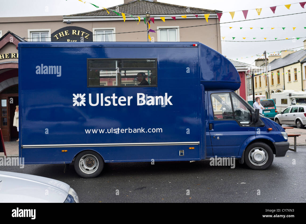 Ulster Bank mobile banking service van in Lisdoonvarna, County Clare, Ireland. Stock Photo